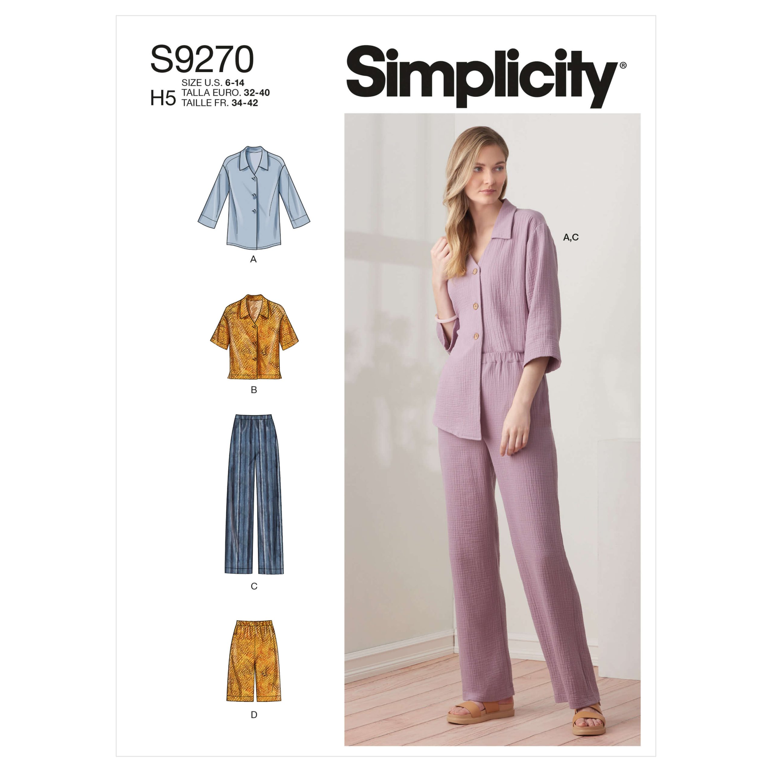 Simplicity Sewing Pattern S9270 Misses' Tops and Trousers