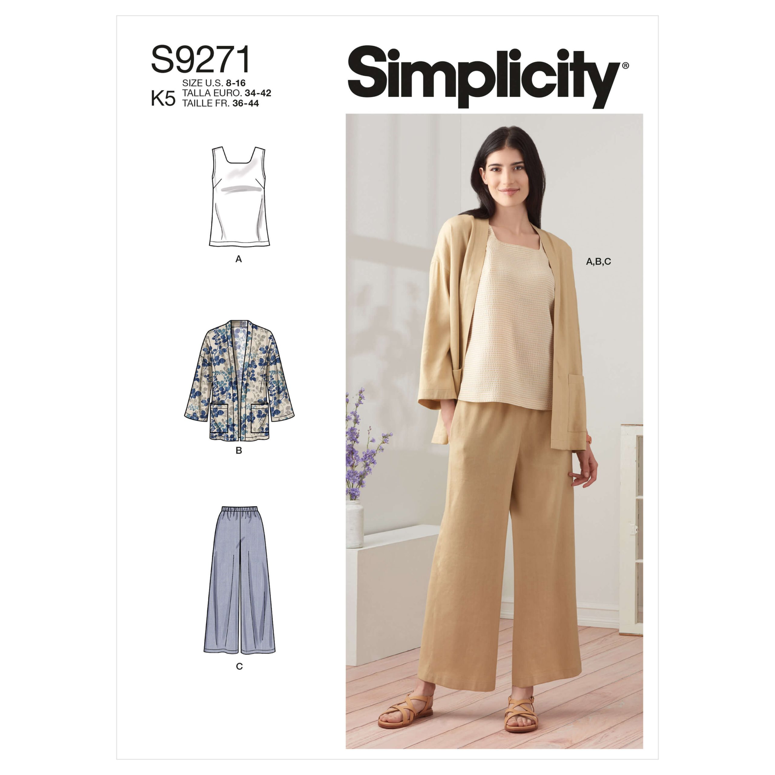 Simplicity Sewing Pattern S9271 Misses' Jacket, Top and Trousers
