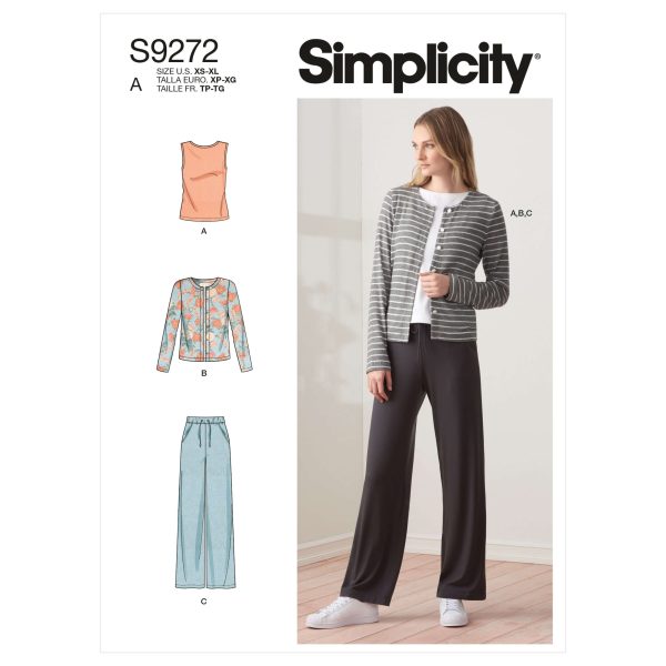 Simplicity Sewing Pattern S9272 Misses' Knit Cardigan Top and Trousers