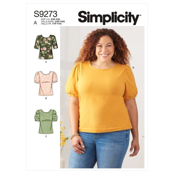 Simplicity Sewing Pattern S9273 Misses' Knit Tops With Scoop Neck and Sleeve Variations