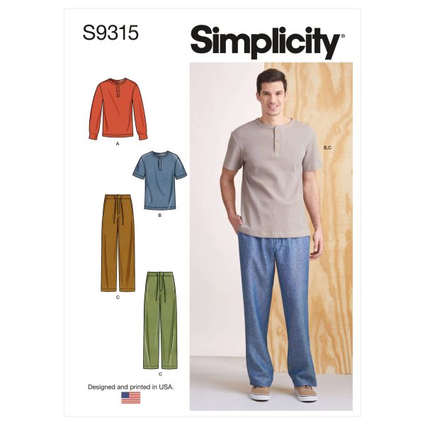 Simplicity Sewing Pattern S9315 Men's  Casual Tops and Trousers