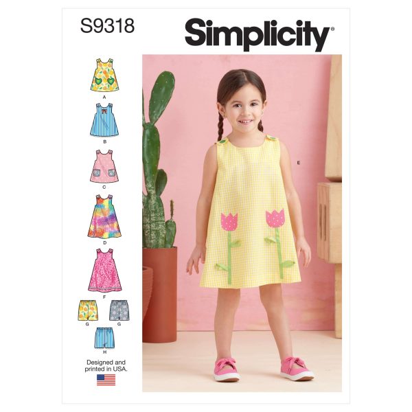 Simplicity Sewing Pattern S9318 Toddlers'  Tops, Dresses, and Shorts