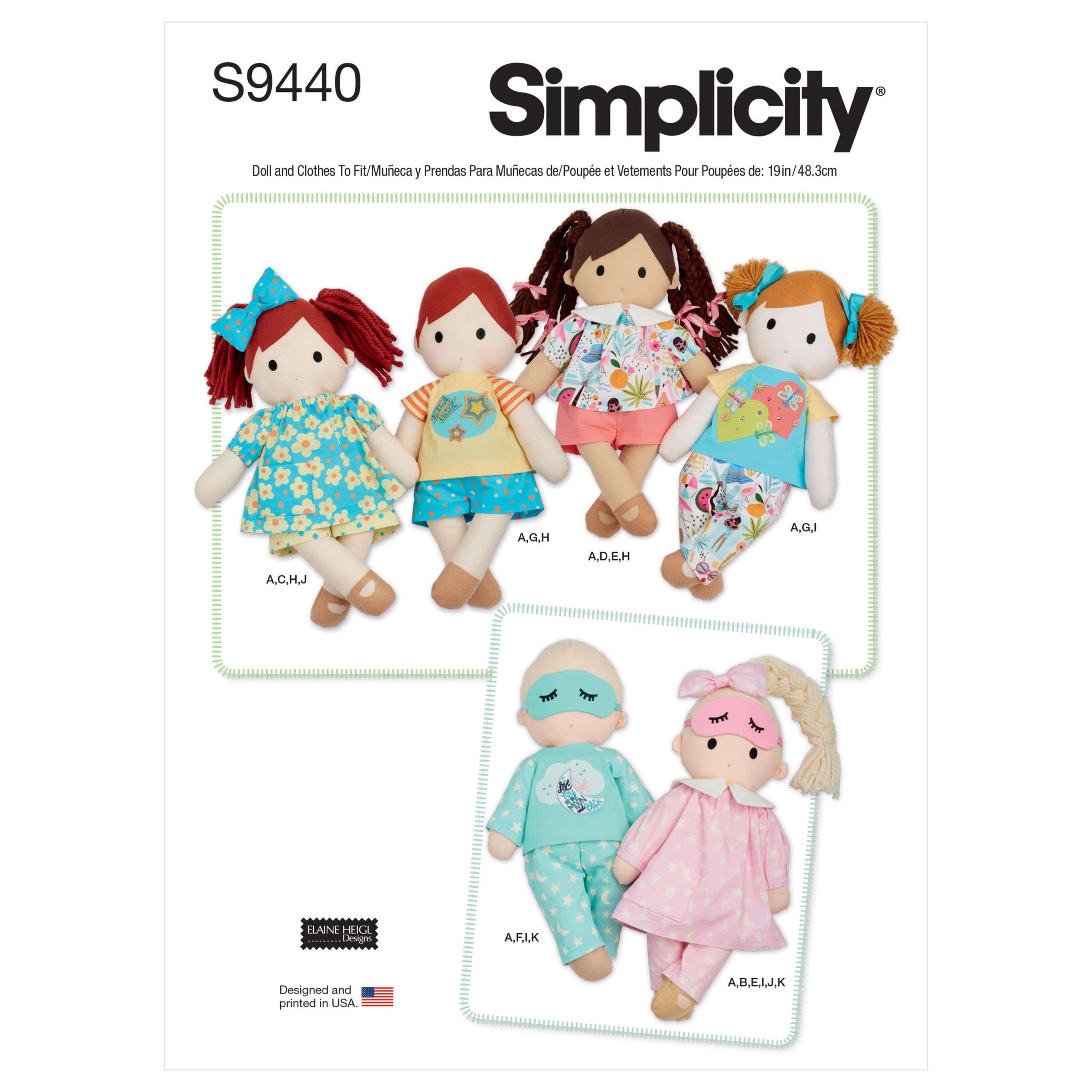 Simplicity Sewing Pattern S9440 Plush Dolls with Clothes - Sewdirect ...