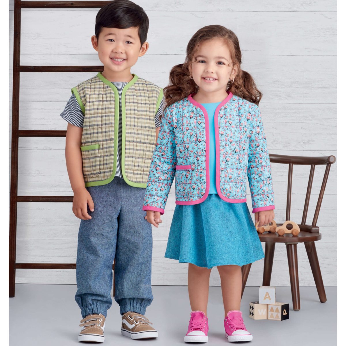 Simplicity Sewing Pattern S9485 Toddlers' Jacket, Top, Skirt and Trousers