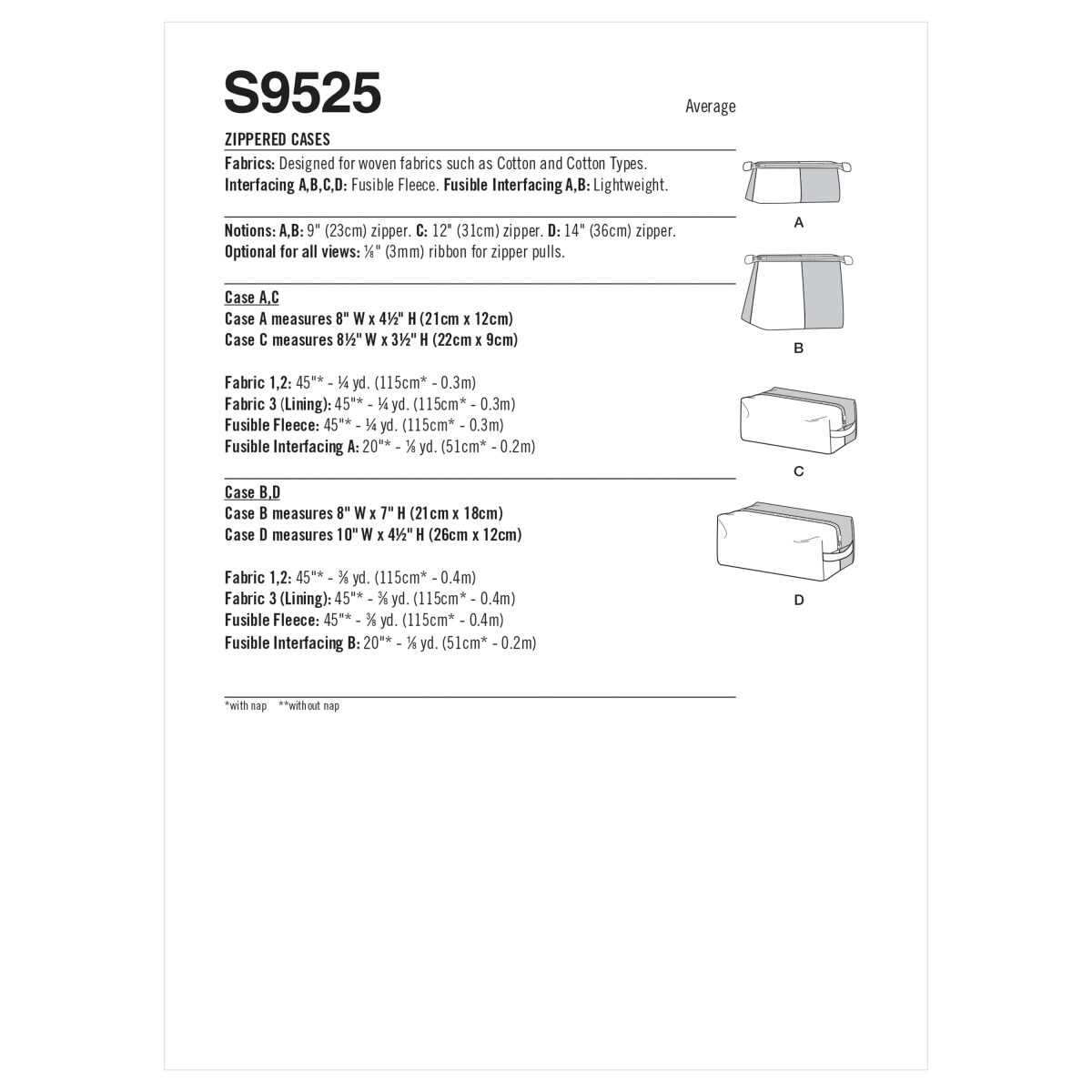 Simplicity Sewing Pattern S9525 Zippered Cases