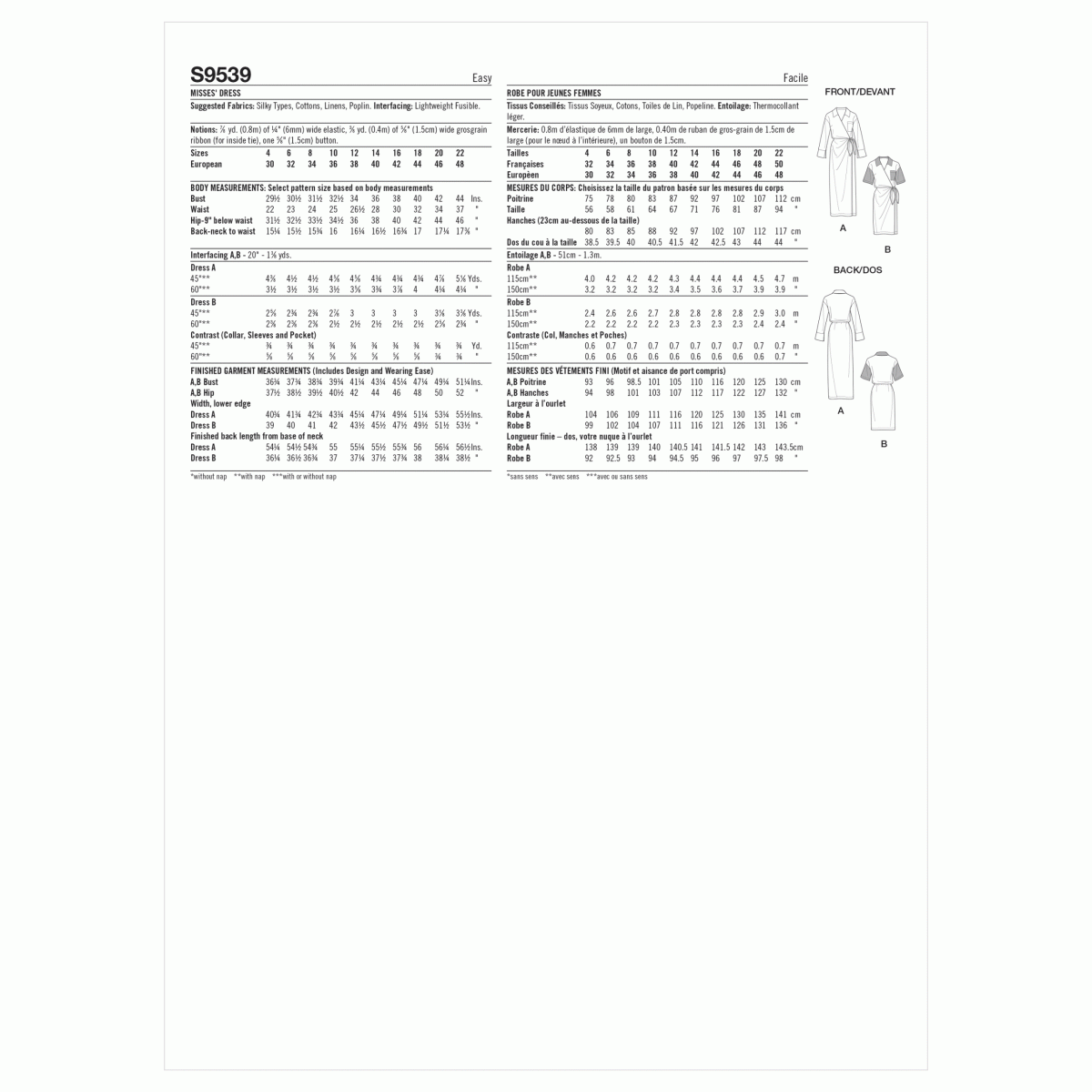 Simplicity Sewing Pattern S9539 Misses' Dress