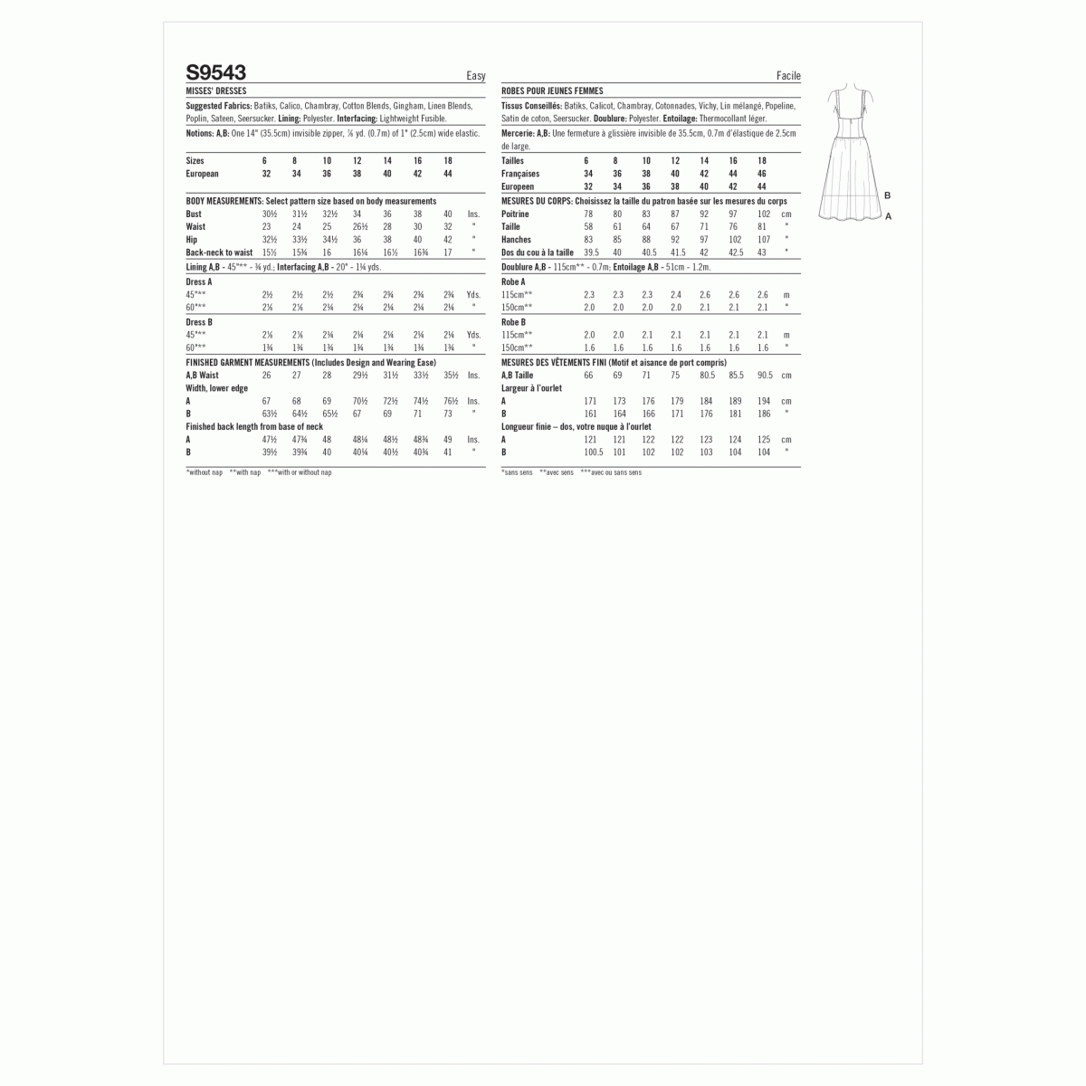 Simplicity Sewing Pattern S9542 Misses' Dresses