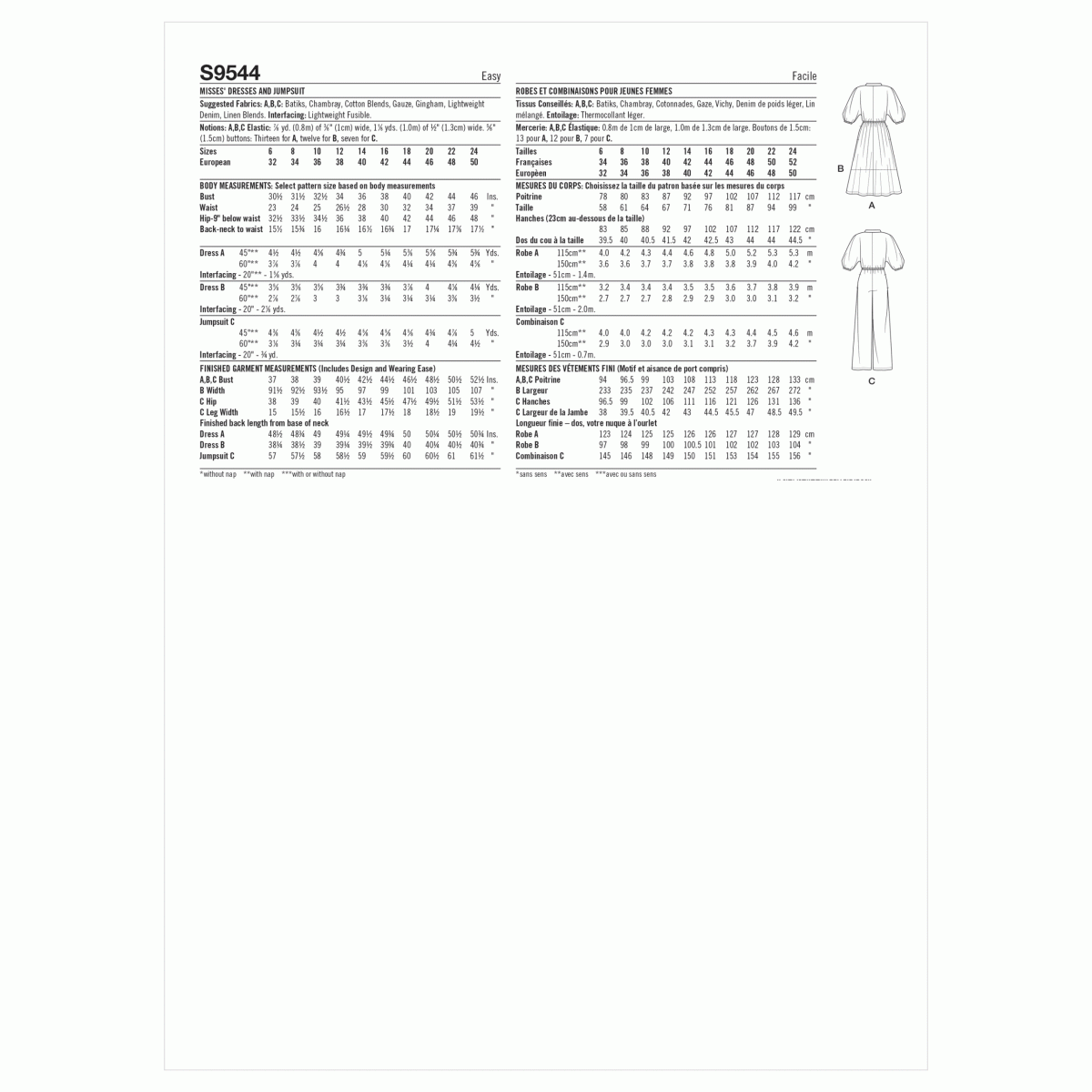 Simplicity Sewing Pattern S9544 Misses' Dresses and Jumpsuit