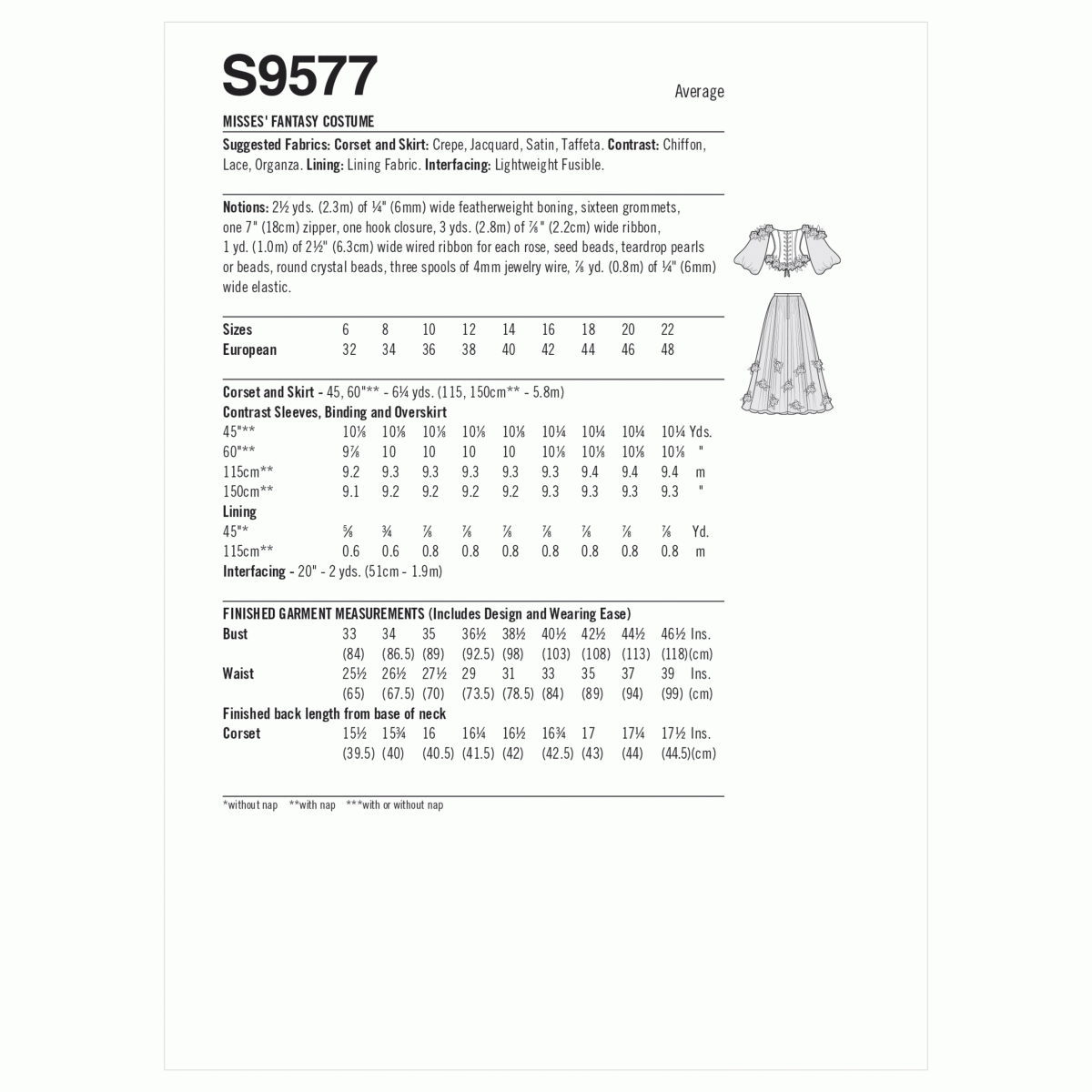 Simplicity Sewing Pattern S9577 Misses' Fantasy Costume