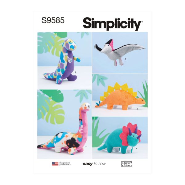 Simplicity Sewing Pattern S9585 Plush Dinosaurs by Andrea Schewe