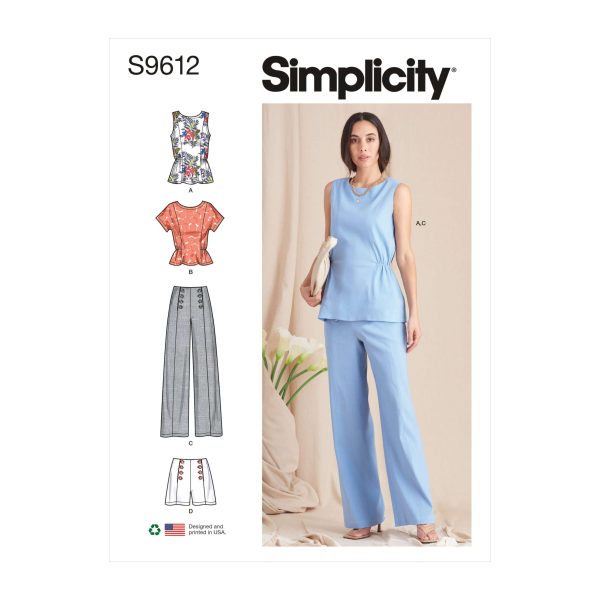 Simplicity Sewing Pattern S9612 Misses' Tops, Trousers and Shorts