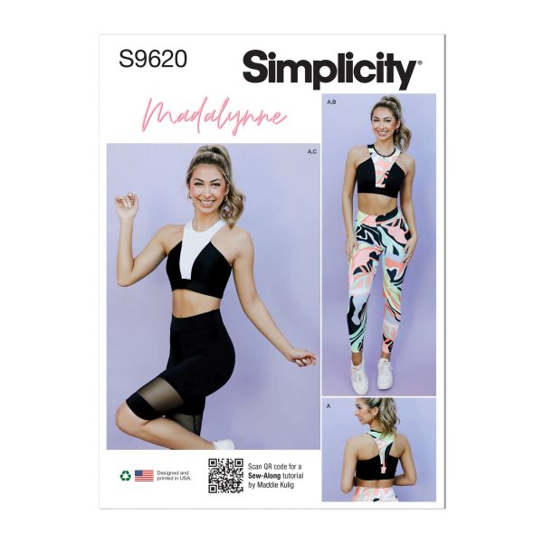 Simplicity Sewing Pattern S9620 Misses' and Women's Knit Sports Bra, Leggings and Bike Shorts by Madalynne Intimates