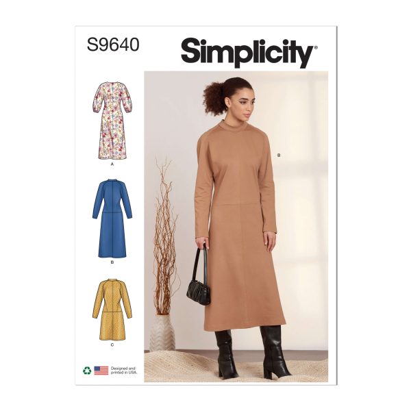 Simplicity Sewing Pattern S9640 Misses' Dolman Sleeve Dresses