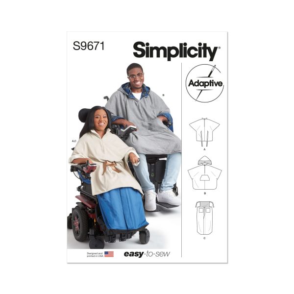 Simplicity Sewing Pattern S9671 Poncho with Detachable Hood and Wheelchair Blanket