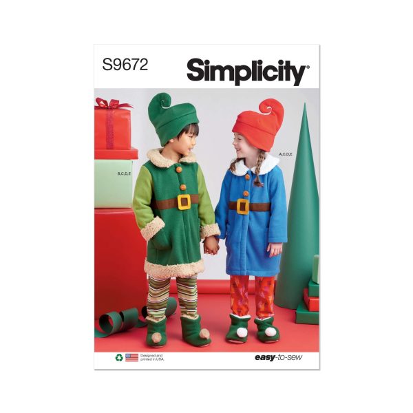 Simplicity Sewing Pattern S9672 Children's Robes, Top, Trousers, Hat and Slippers in Sizes S-M-L