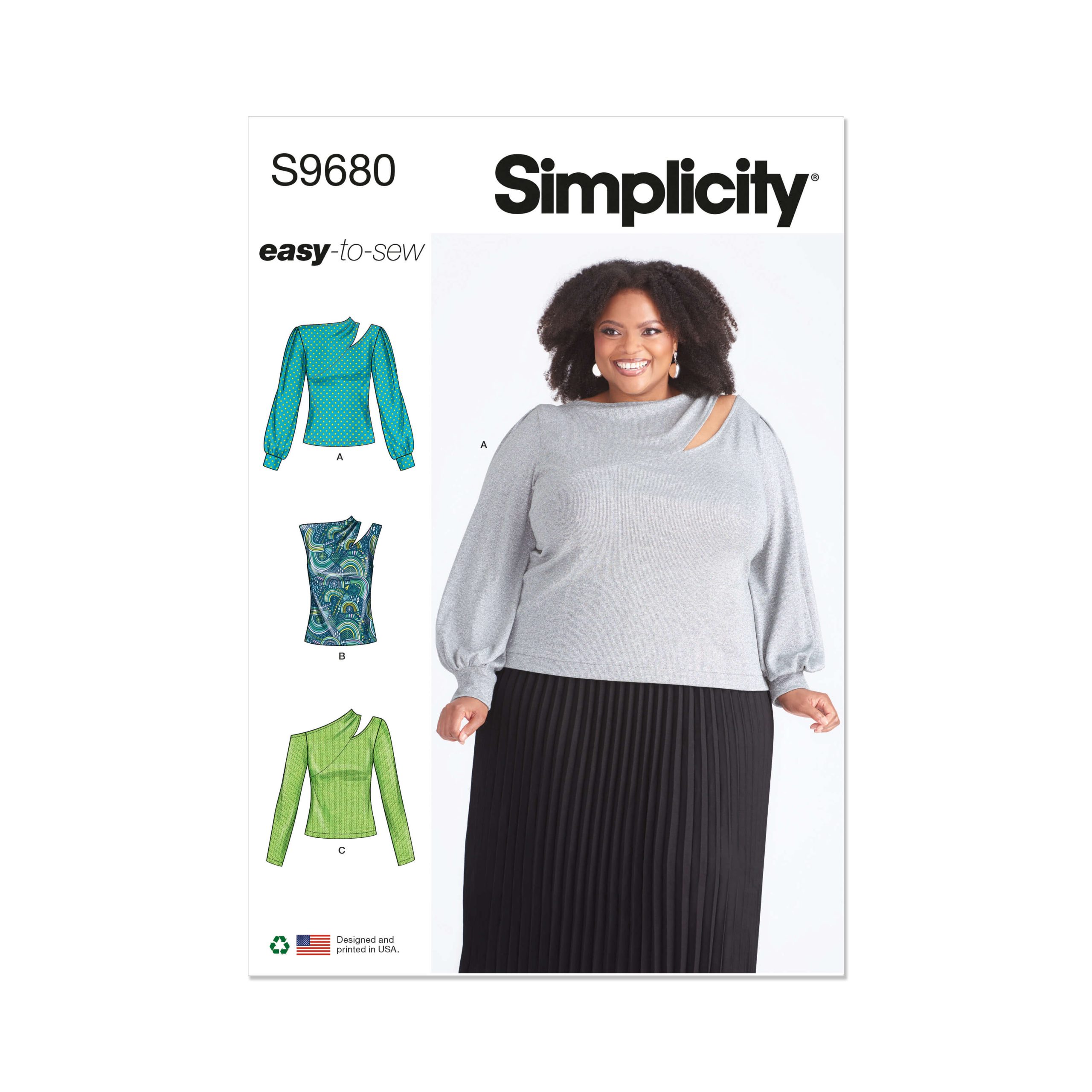 Simplicity Sewing Pattern S9680 Women's Knit Top with Sleeve Variations