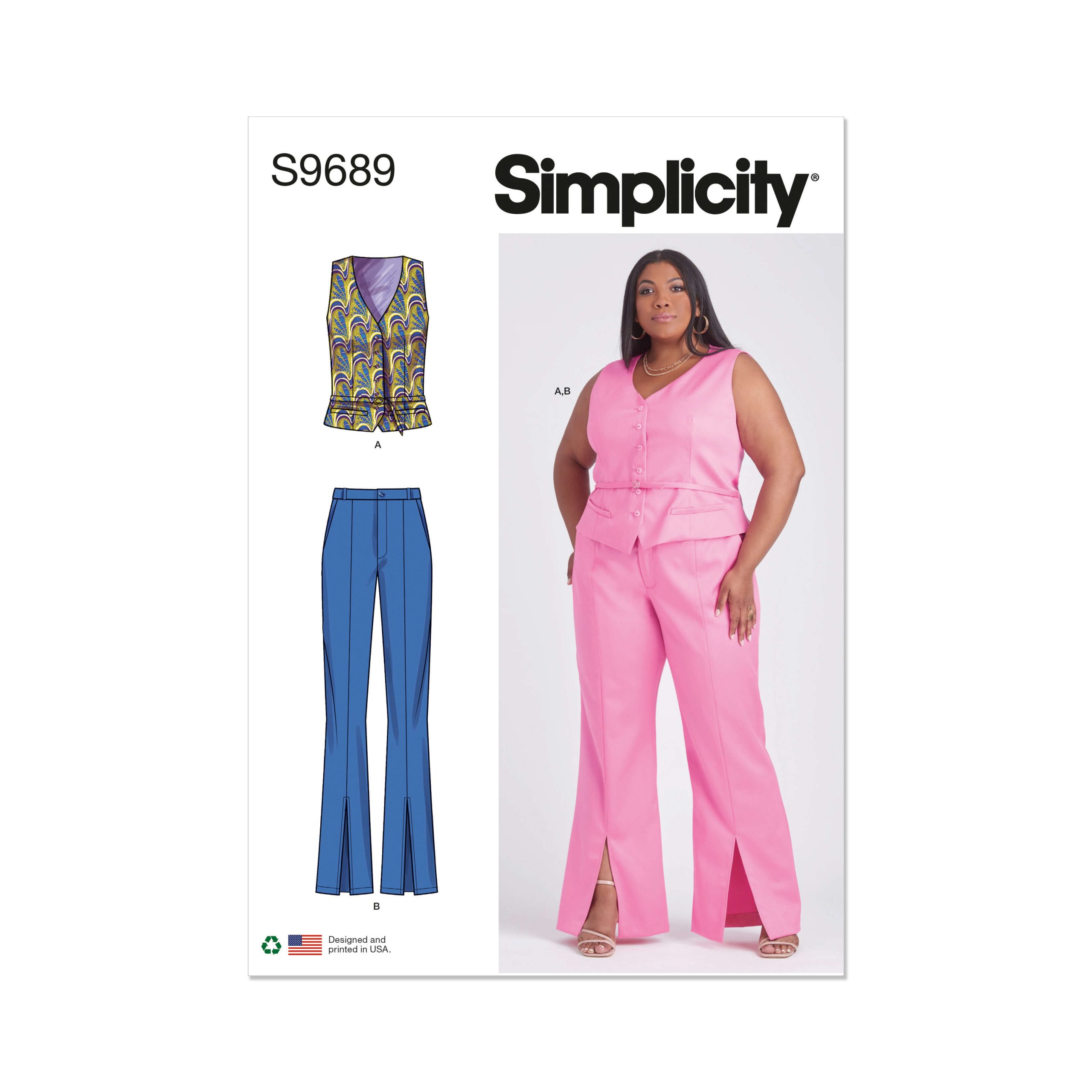 Simplicity Sewing Pattern S9689 Misses' and Women's Waistcoat and Trousers