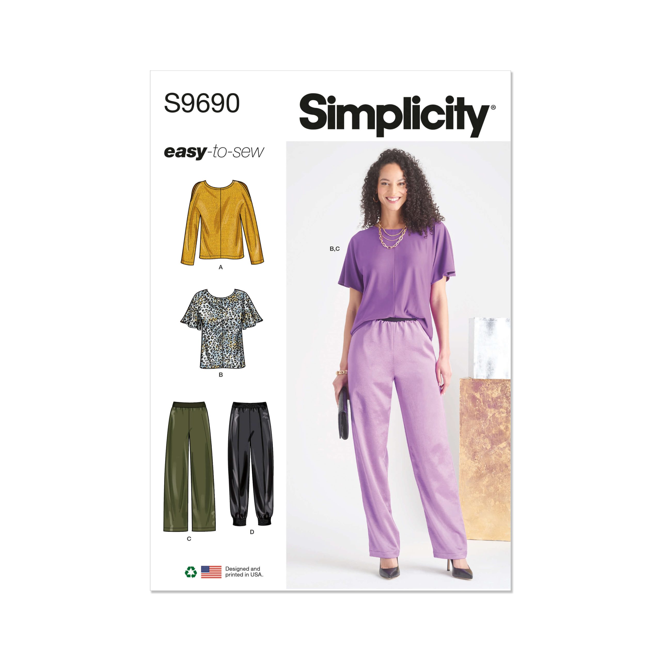 Simplicity Sewing Pattern S9690 Misses' Tops and Pull-On Trousers