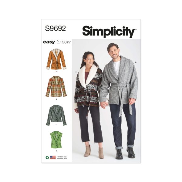 Simplicity Sewing Pattern S9692 Unisex Jacket, Waistcoat, and Belt