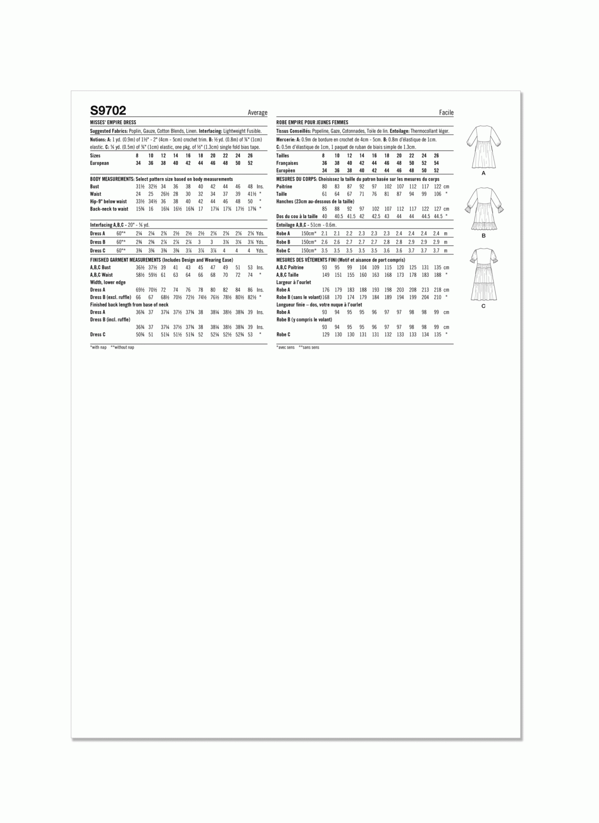 Simplicity Sewing Pattern S9702 Misses' Dress