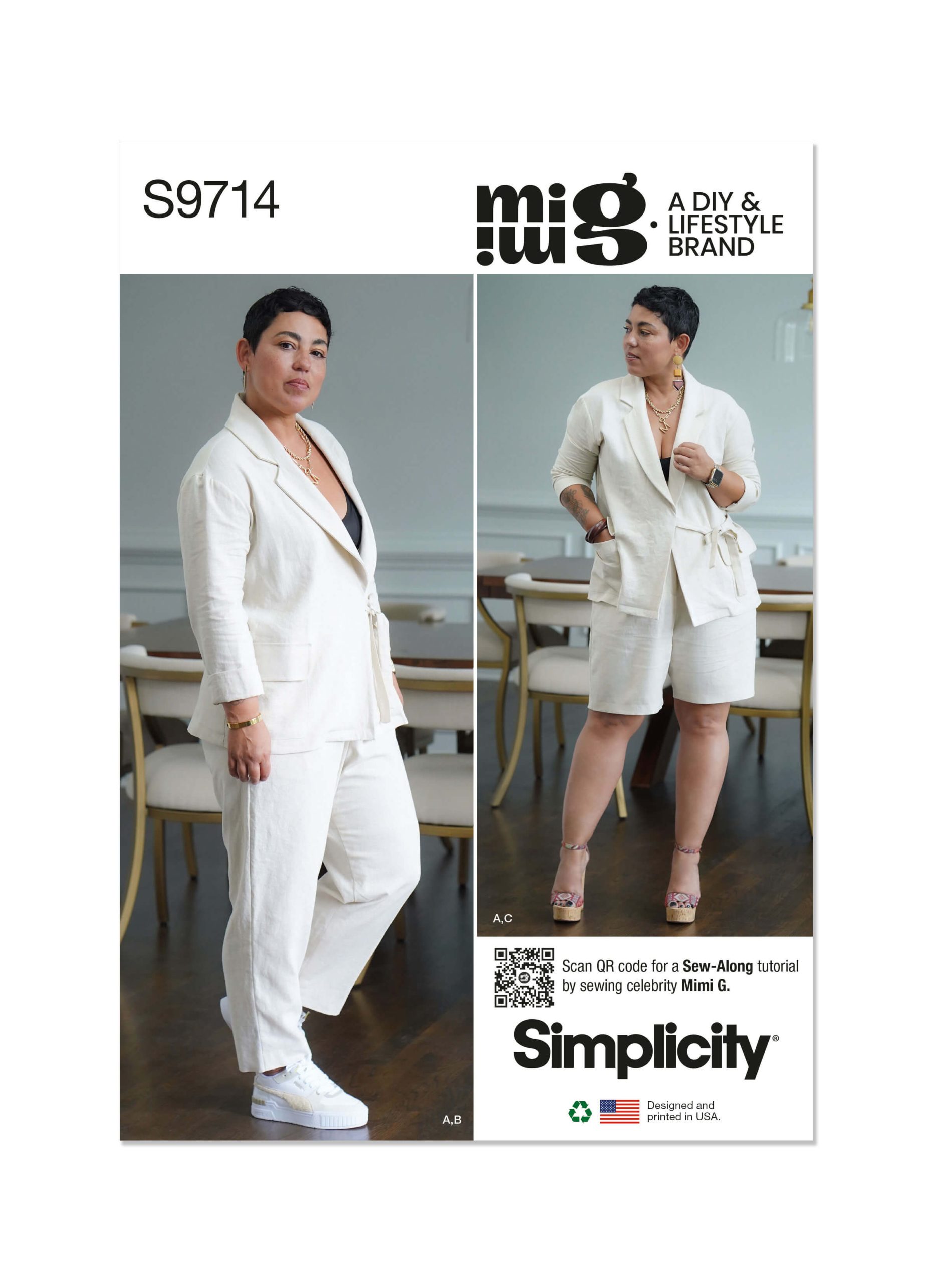 Simplicity Sewing Pattern S9714 Misses' Jacket, Trousers and Shorts by Mimi G Style