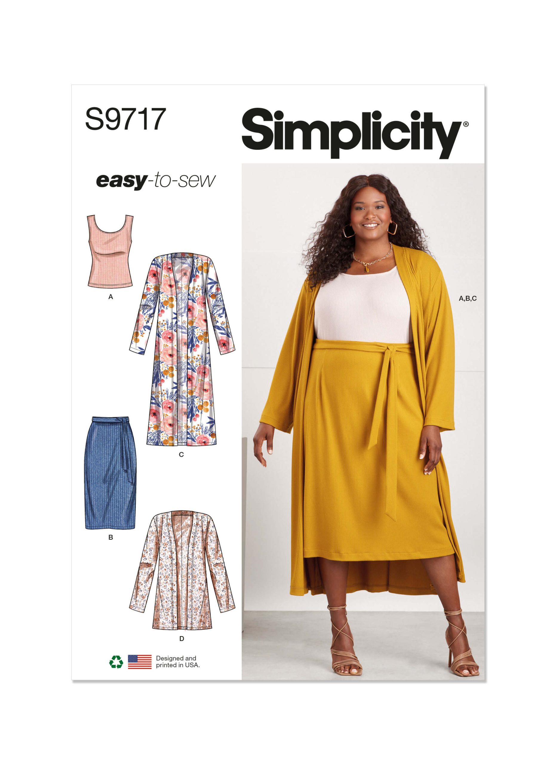Simplicity Sewing Pattern S9717 Women's Co-ordinate Knit Top, Cardigan and Skirt