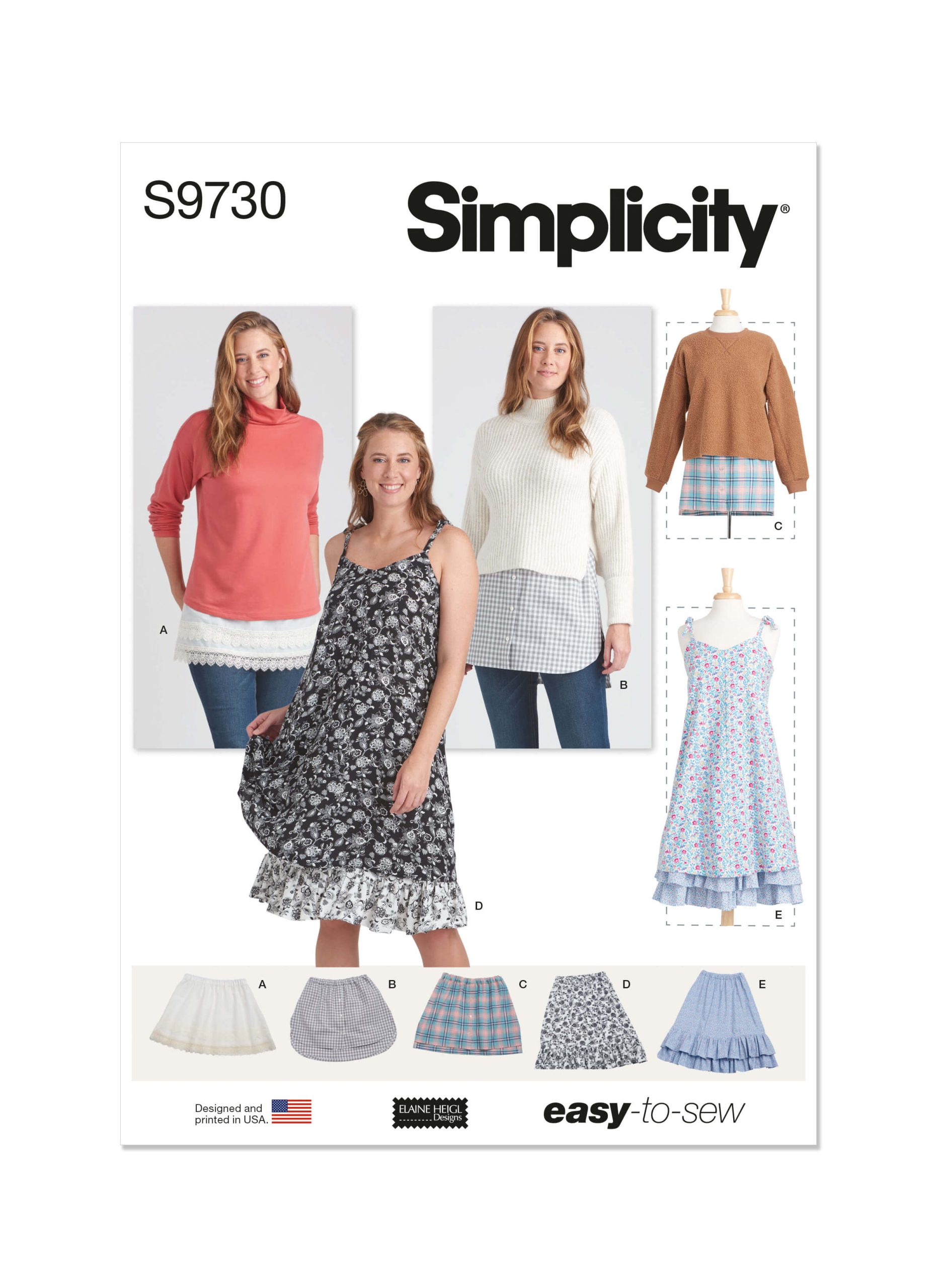 Simplicity Sewing Pattern S9730 Misses' Layering Slips by Elaine Heigl Designs