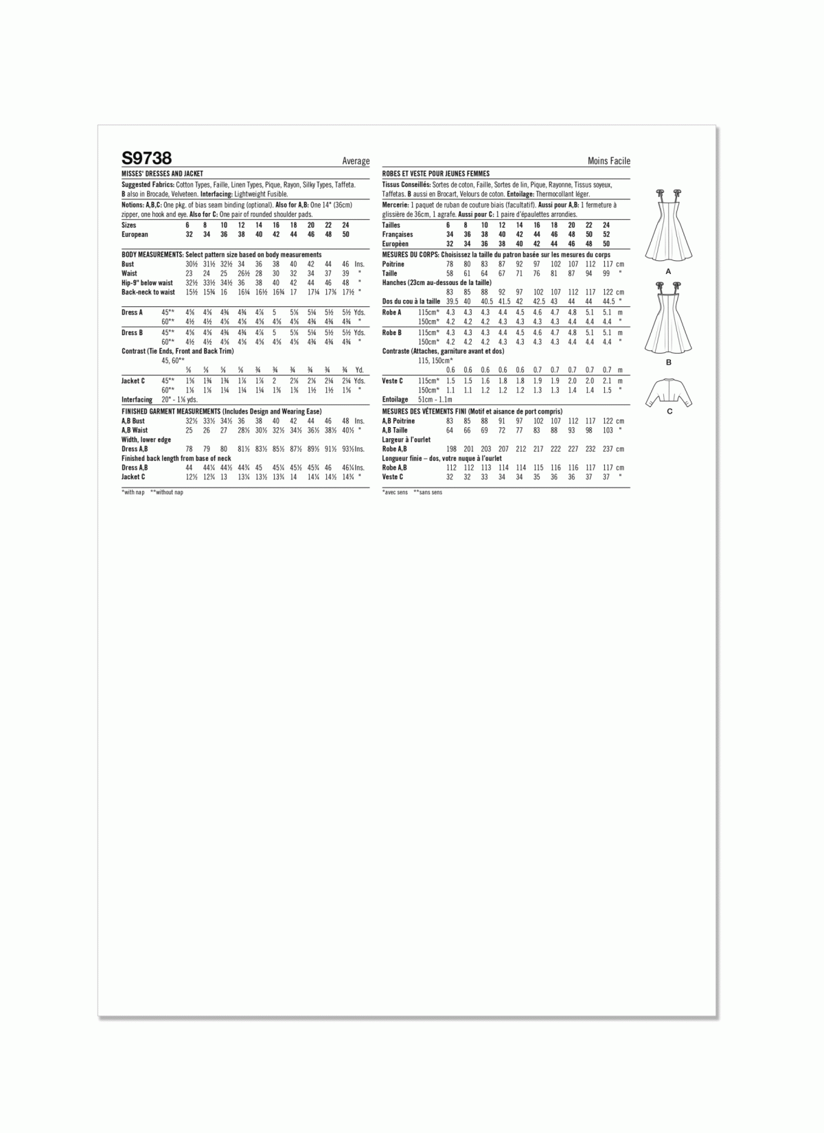 Simplicity Sewing Pattern S9738 Misses' Dresses and Jacket