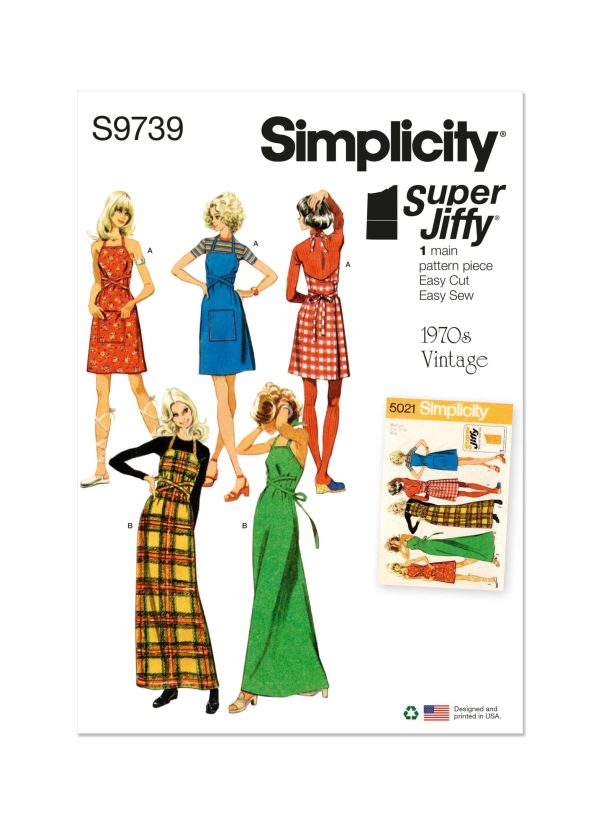 Simplicity Sewing Pattern S9739 Misses' Back-Wrap Dress and Pinafore in Two Lengths