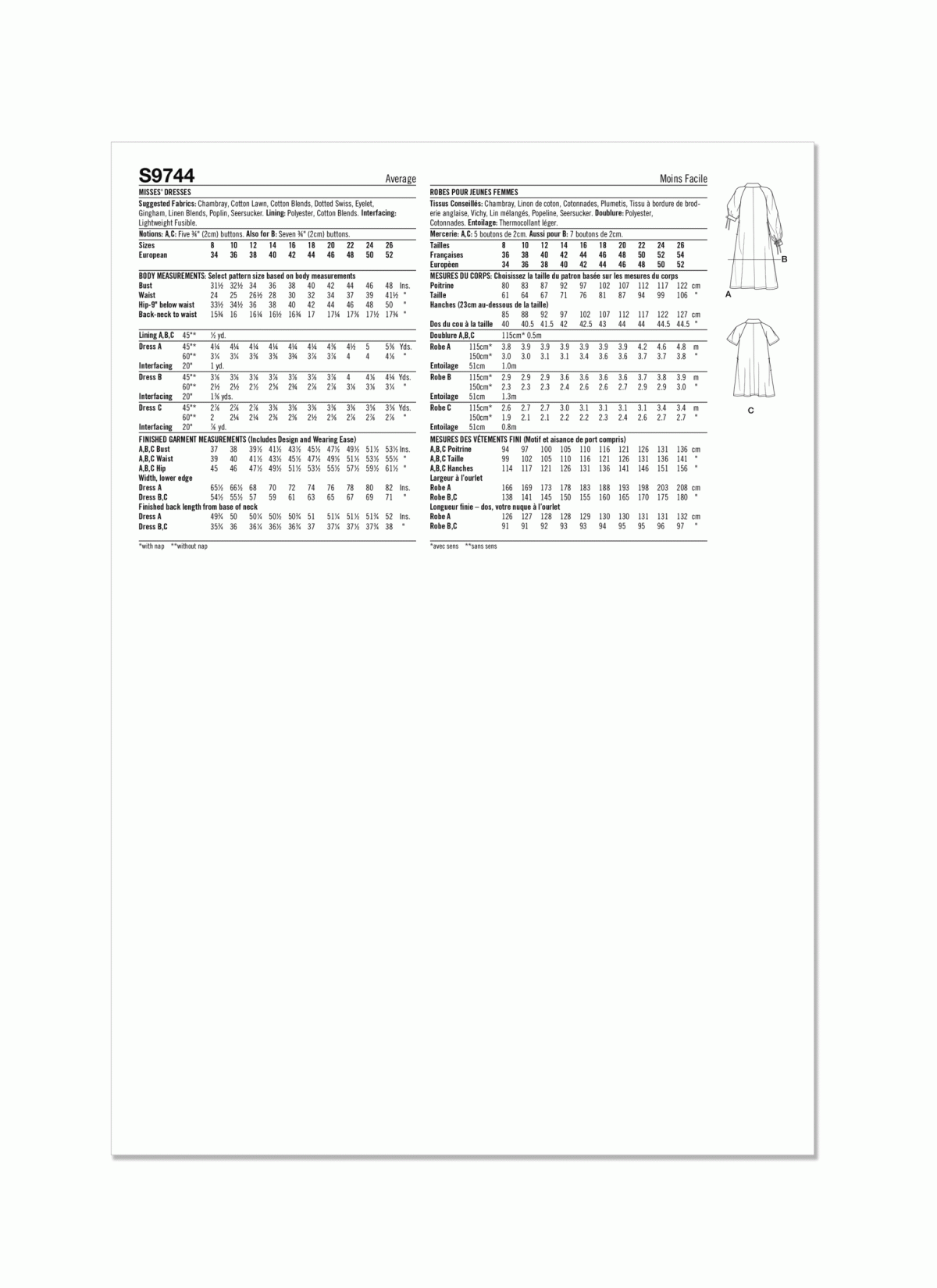 Simplicity Sewing Pattern S9744 Misses' Dresses