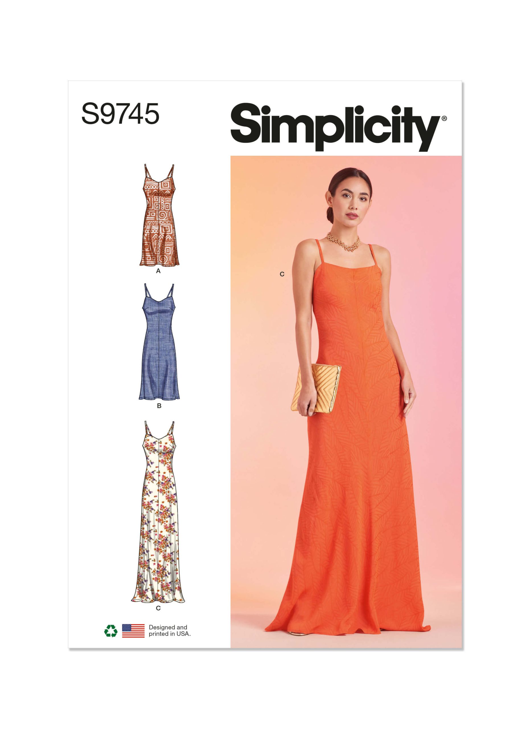 Simplicity Sewing Pattern S9745 Misses' Slip Dress in Three Lengths