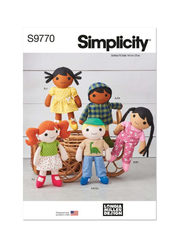 Simplicity Sewing Pattern S9770 14 1/2" Cloth Dolls and Clothes by Longia Miller