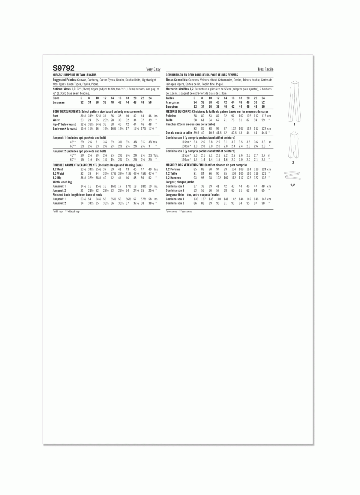 Simplicity Sewing Pattern S9792 Misses' Jumpsuit in Two Lengths