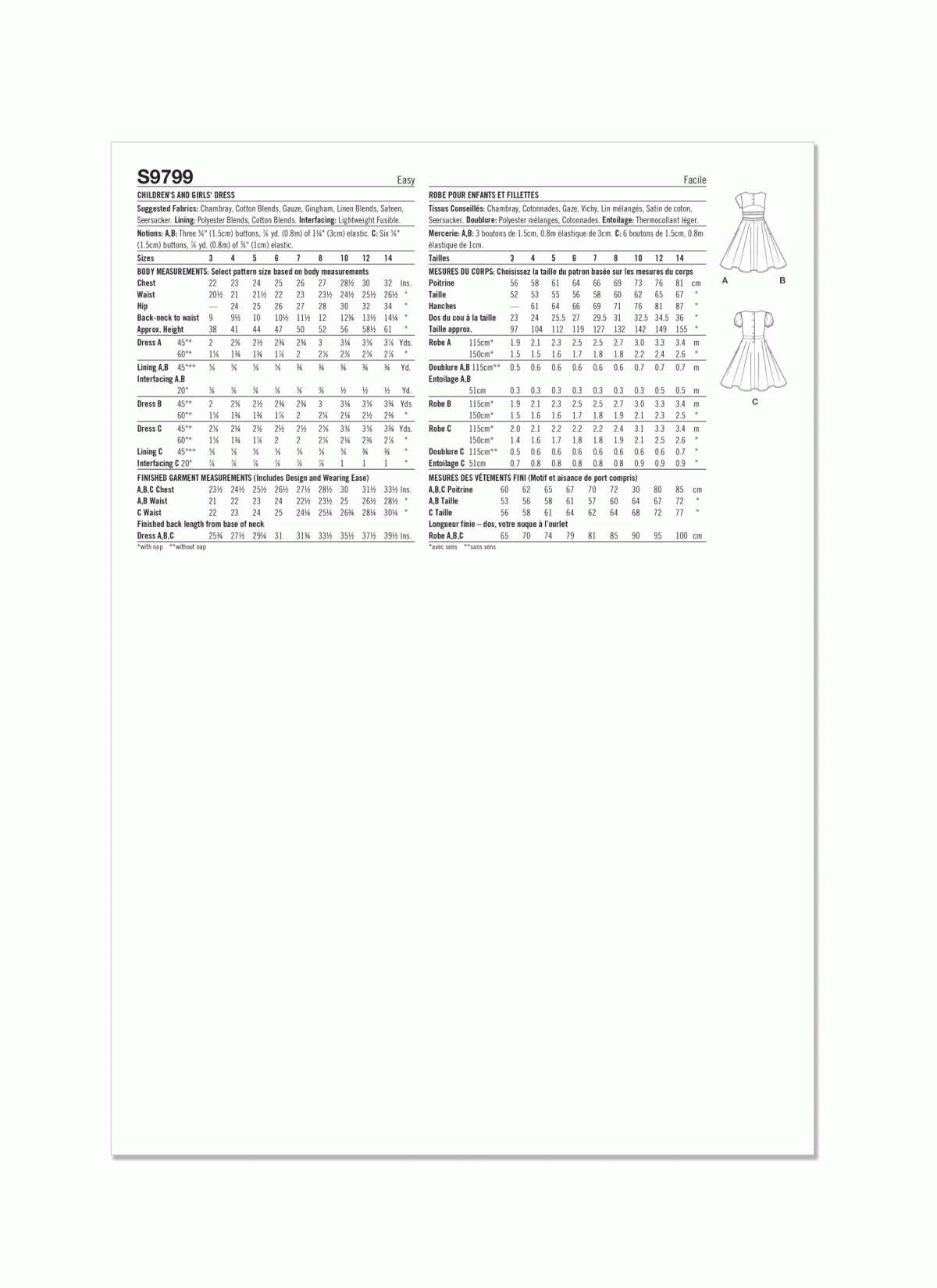 Simplicity Sewing Pattern S9799 Children's and Girls' Dresses