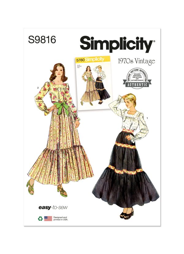 Simplicity Sewing Pattern S9816 Misses' Vintage Blouse and Skirts