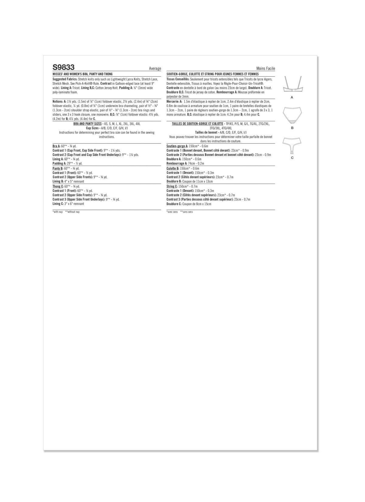 Simplicity Sewing Pattern S9833 Misses' and Women's Bra, Panty and Thong by Madalynne Intimates