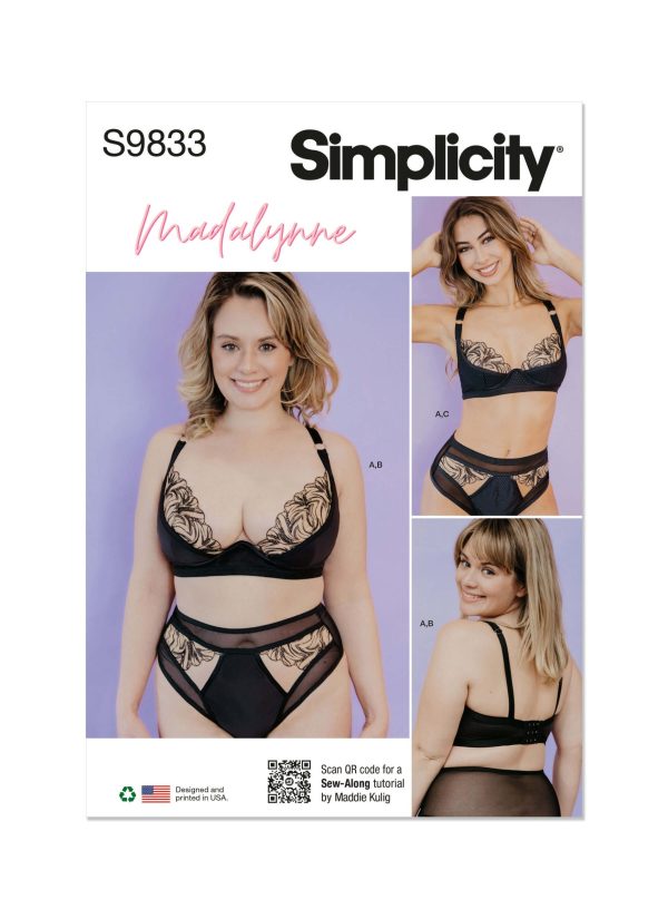 Simplicity Sewing Pattern S9833 Misses' and Women's Bra, Panty and Thong by Madalynne Intimates