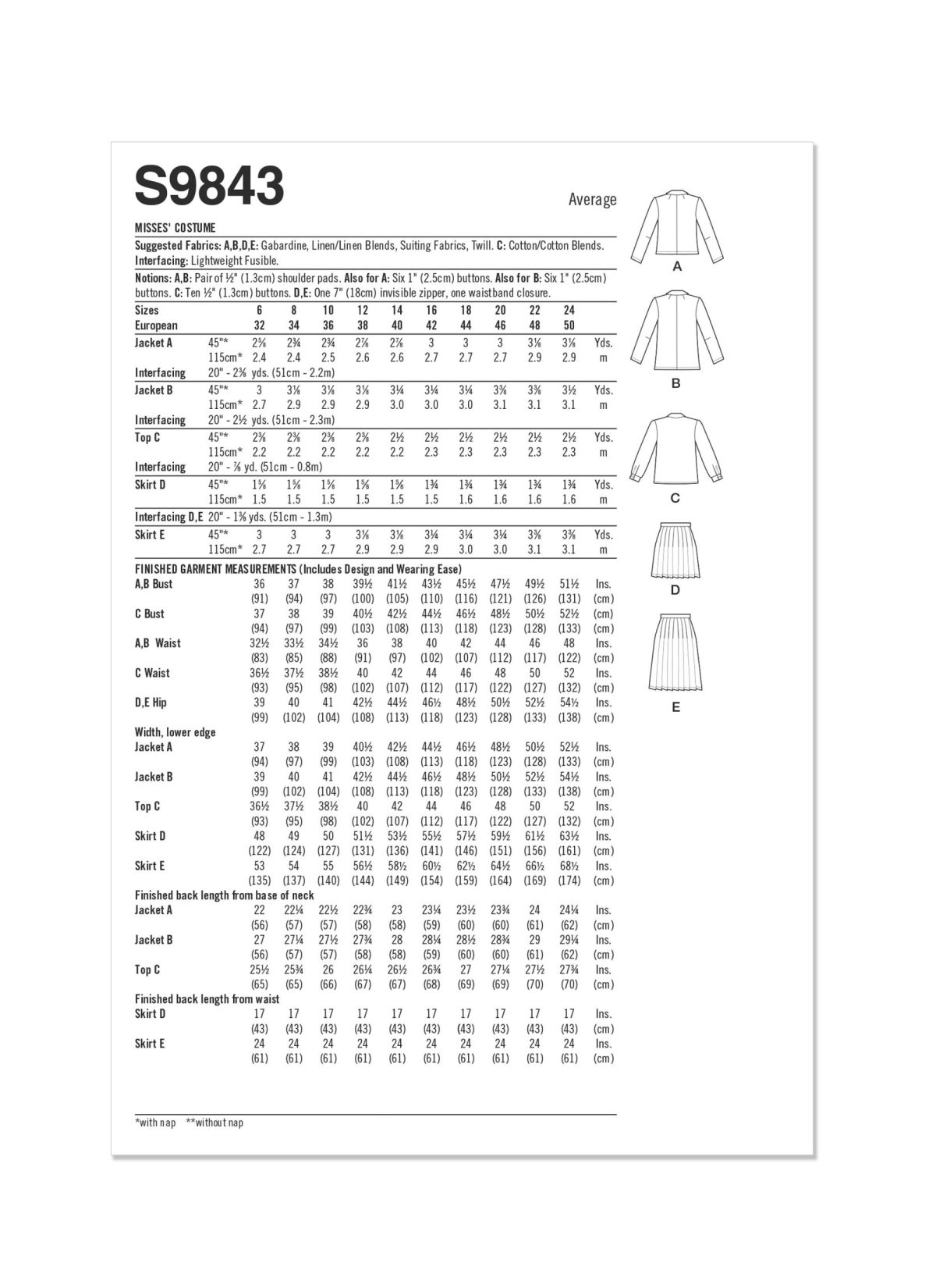 Simplicity Sewing Pattern S9843 Misses' Costume