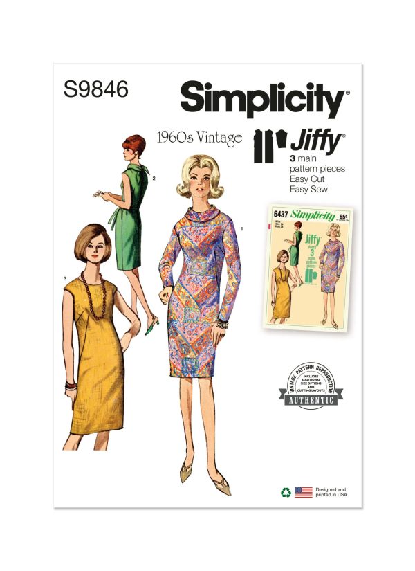 Simplicity Sewing Pattern S9846 Misses' Vintage Dress