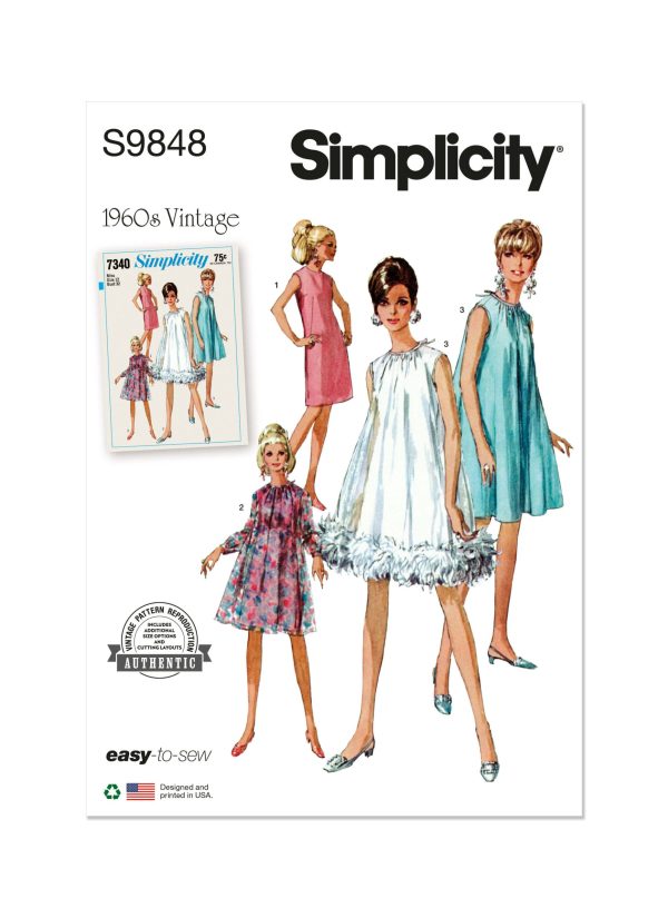 Simplicity Sewing Pattern S9848 Misses' Vintage Dresses