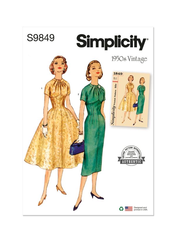 Simplicity Sewing Pattern S9849 Misses' Dress with Skirt Variations