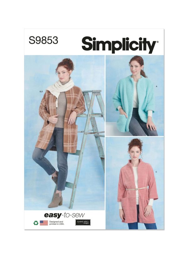 Simplicity Sewing Pattern S9853 Misses' Coats and Scarf by Elaine Heigl Designs