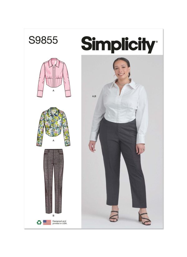Simplicity Sewing Pattern S9855 Misses' and Women's Top and Trousers