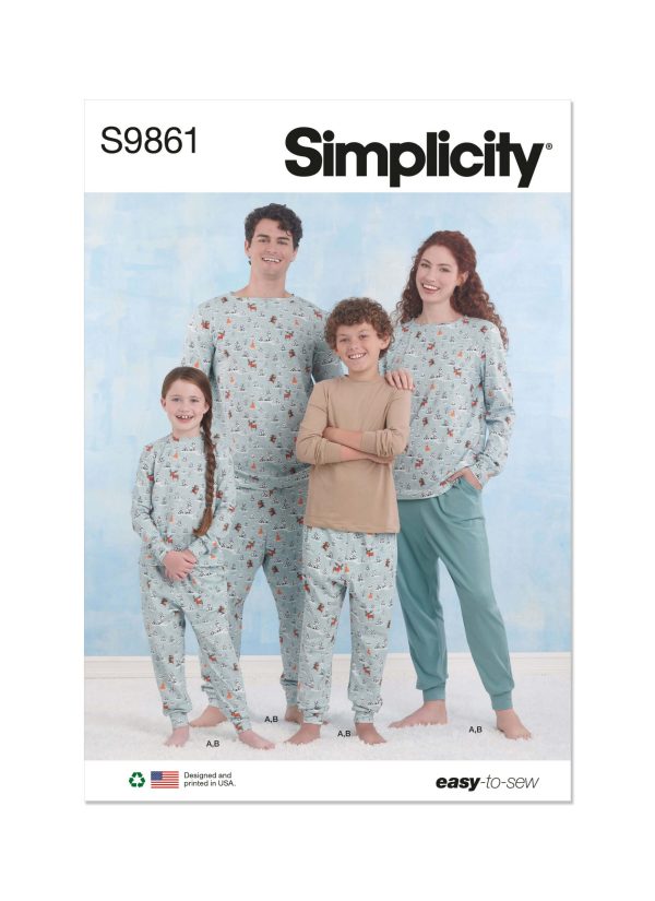 Simplicity Sewing Pattern S9861 Children's, Teens' and Adults' Knit Loungewear