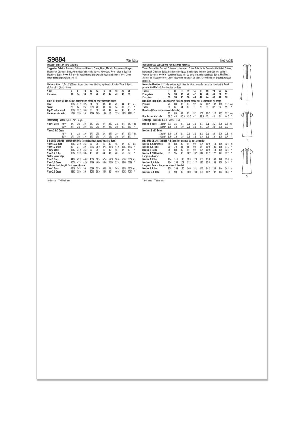 Simplicity Sewing Pattern S9884 Misses' Dress in Two Lengths