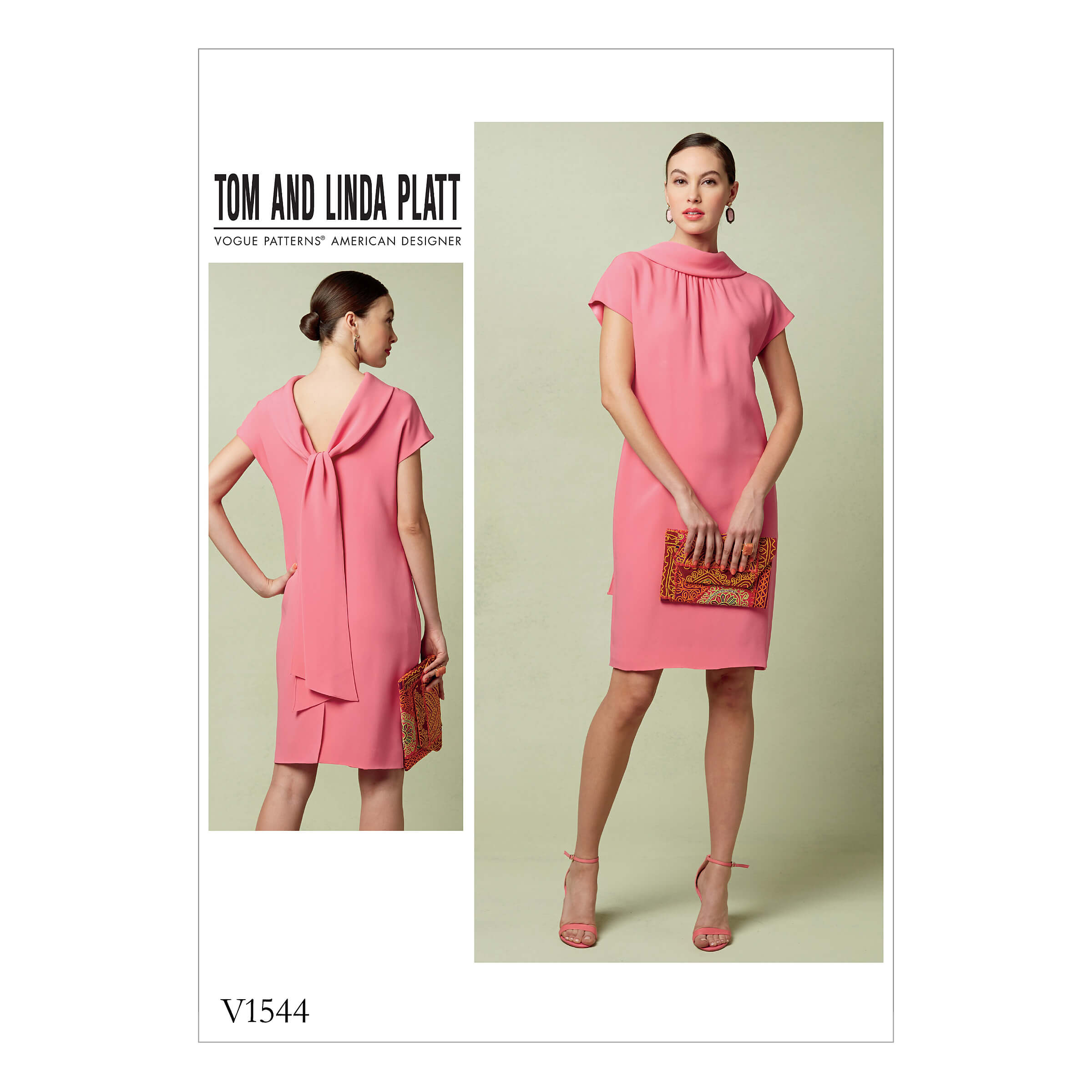Vogue Patterns V1544 Misses' Lined Shift Dress with Back Drop-Collar and Tie