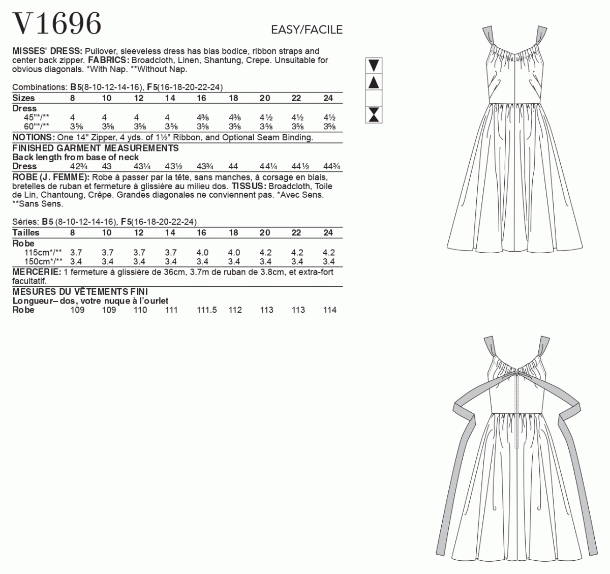 Vogue Patterns V1696 Misses' Dress Vintage c 1954