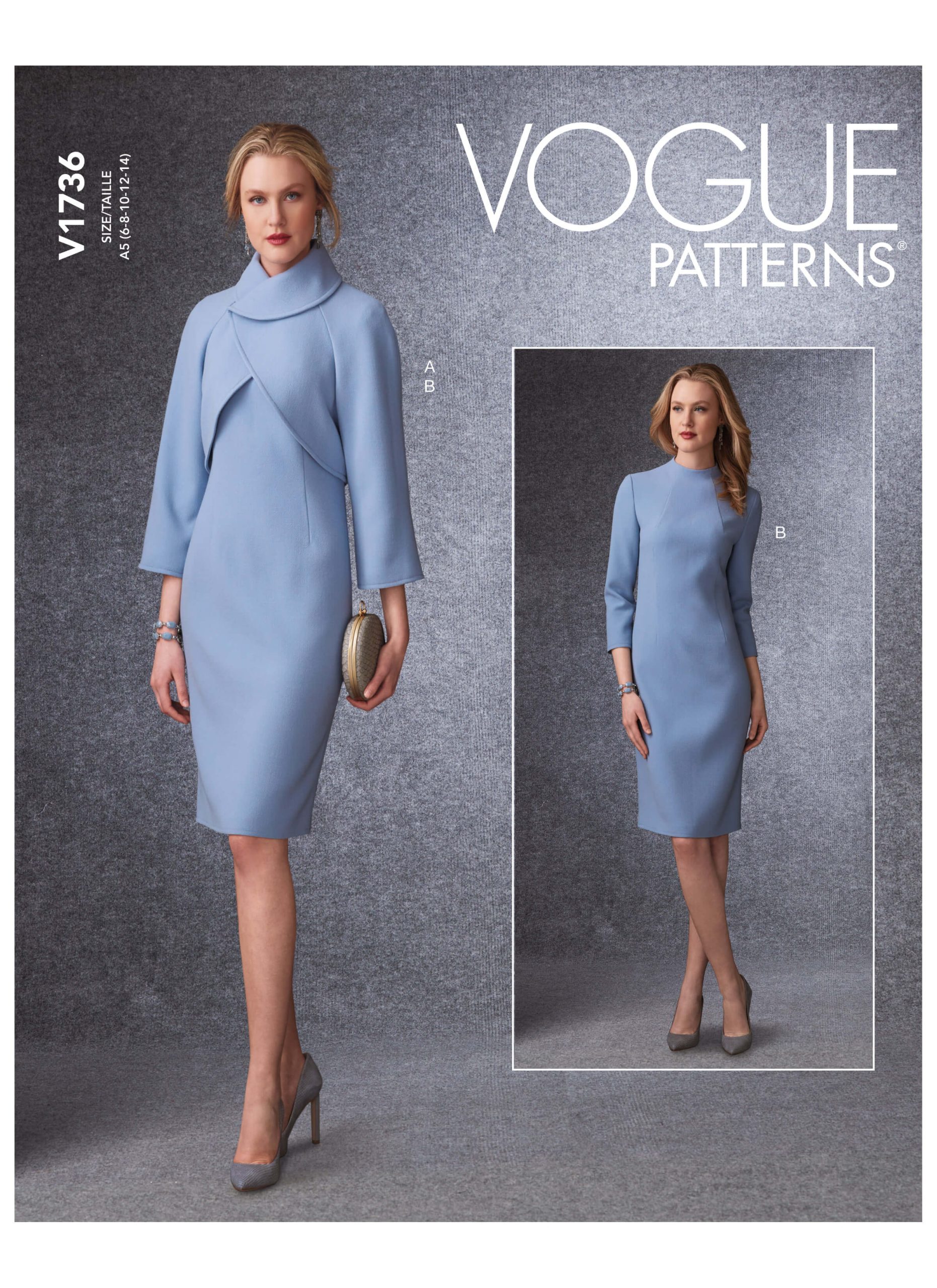 Vogue Patterns V1736 Misses' Lined Raglan-Sleeve Jacket and Funnel-Neck Dress