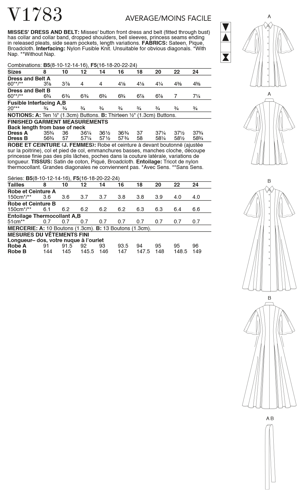 Vogue Patterns V1783 Misses' Dresses