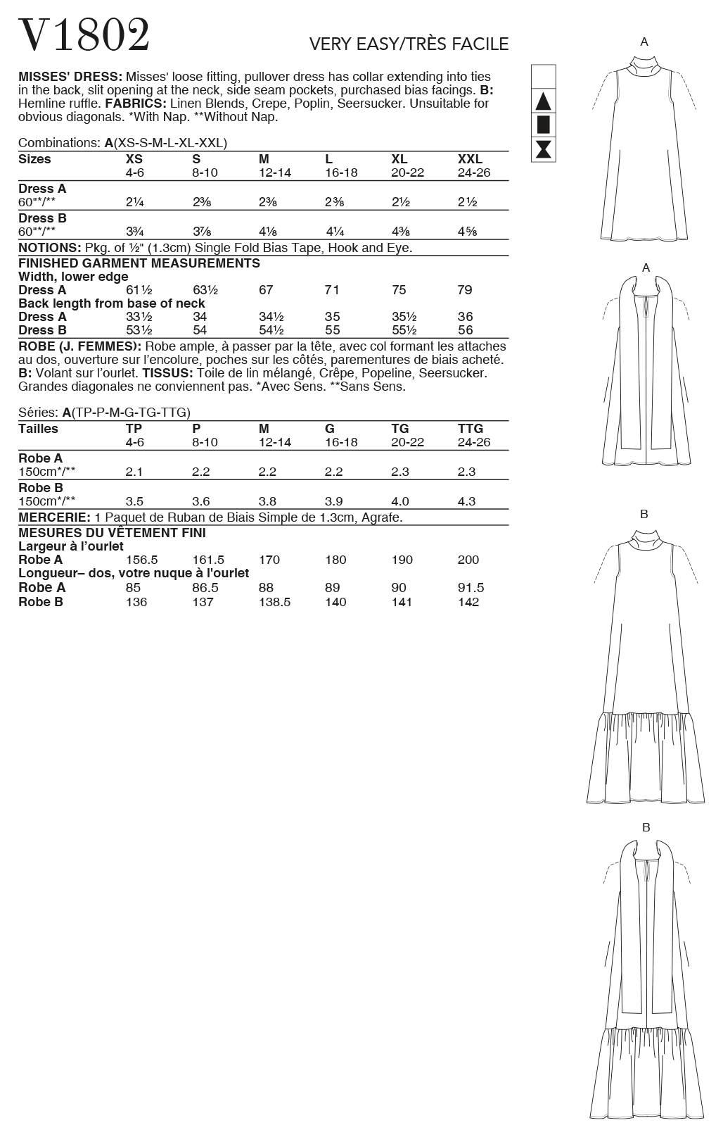 Vogue Patterns V1802 Misses' Dresses